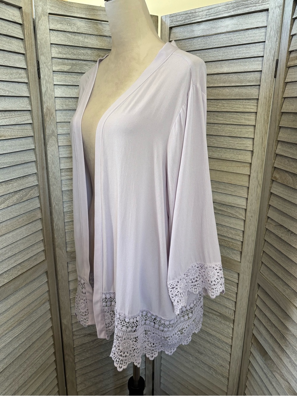 Boho NY Collection Gray Rayon Lace Open Front Cardigan 2X Coastal Cottagecore